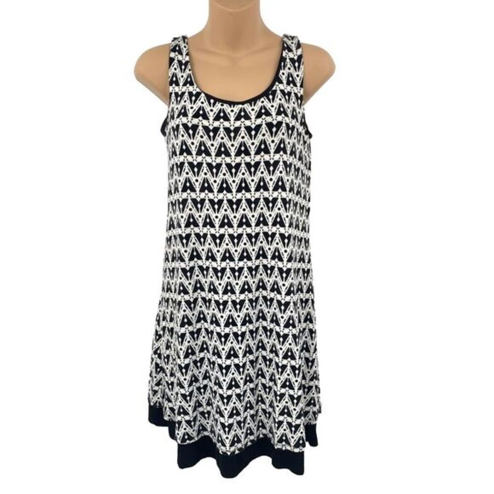 DEPT 222 Black and White Geometric Sleevesless Lined Women's Sun Dress Size XS